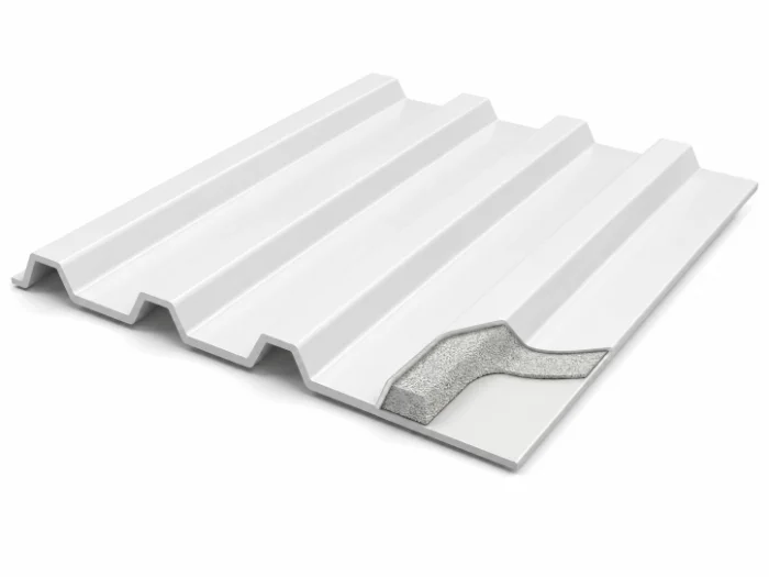 Teja termoacústica UPVC IngeRoof Cresta Alta — 5 crestas para grandes luces industriales